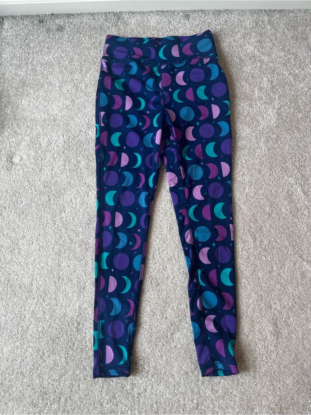 POP Fit Navy Leggings with Purple and Teal Moon Print
